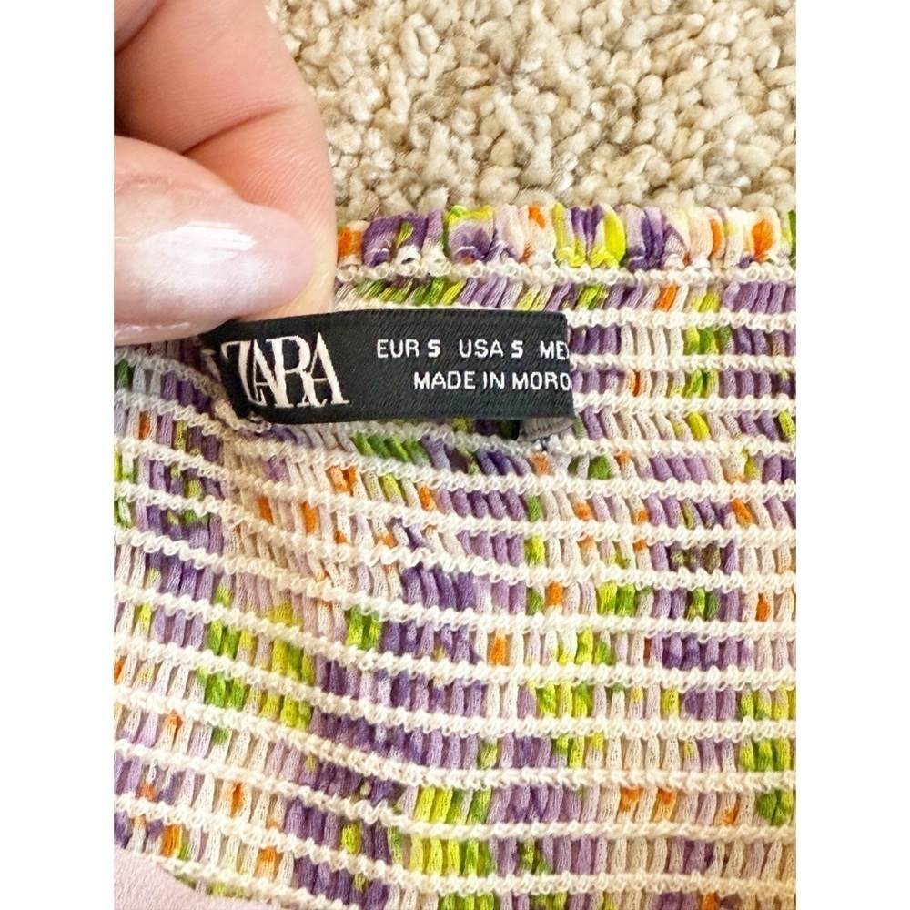 ZARA Ruched Floral Dress Small - Picture 11 of 12